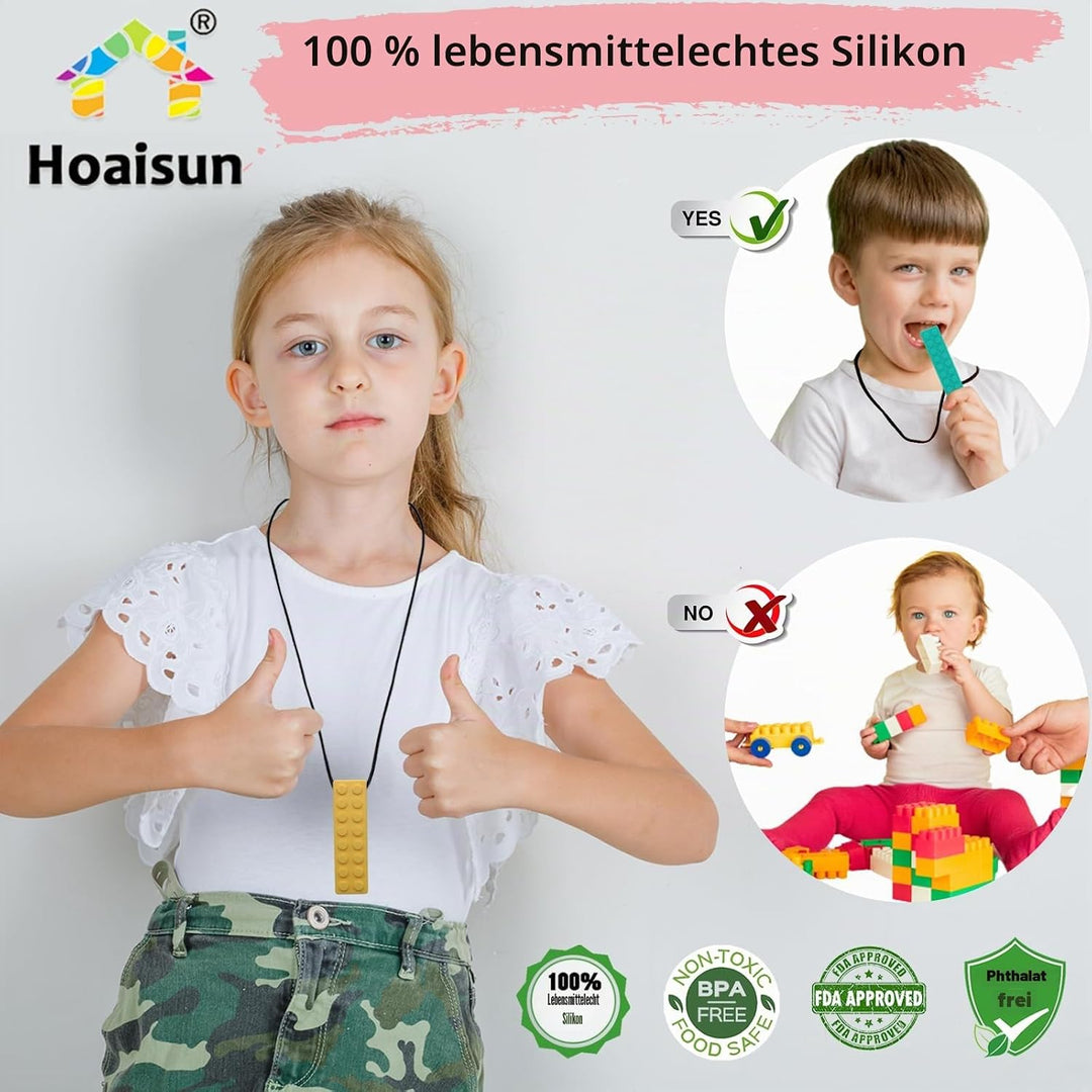 7 Pack Kauen-Halsketten für sensorische Kinder，Kauspielzeug für autistische Kinder，Oralmotorischer B