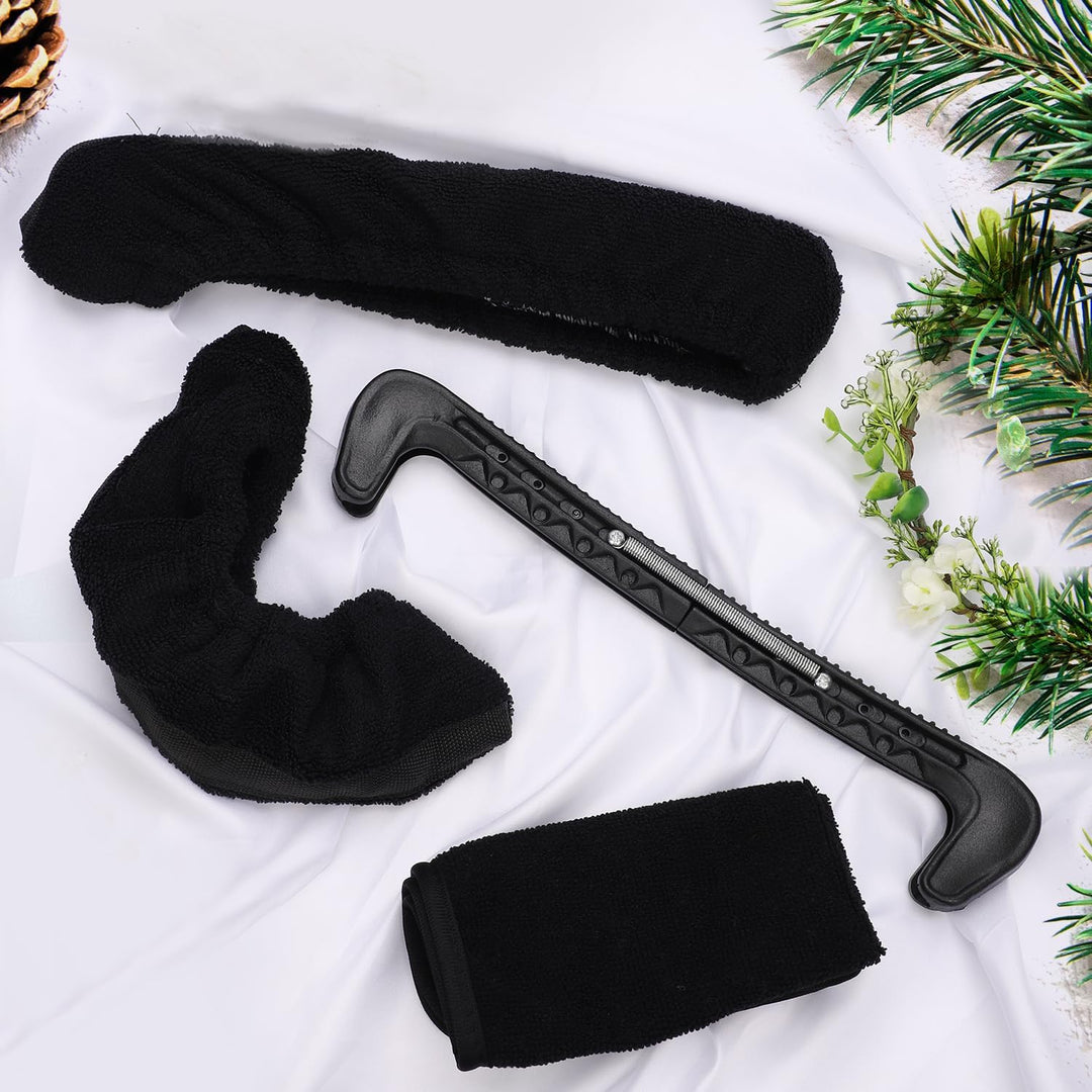 NQEUEPN Schlittschuhschoner & Einweichtücher & Handtuchset, Harter Schlittschuhschutz und Weiche Sch