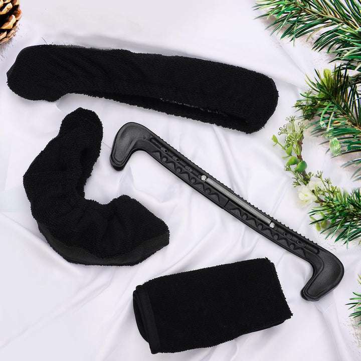 NQEUEPN Schlittschuhschoner & Einweichtücher & Handtuchset, Harter Schlittschuhschutz und Weiche Sch