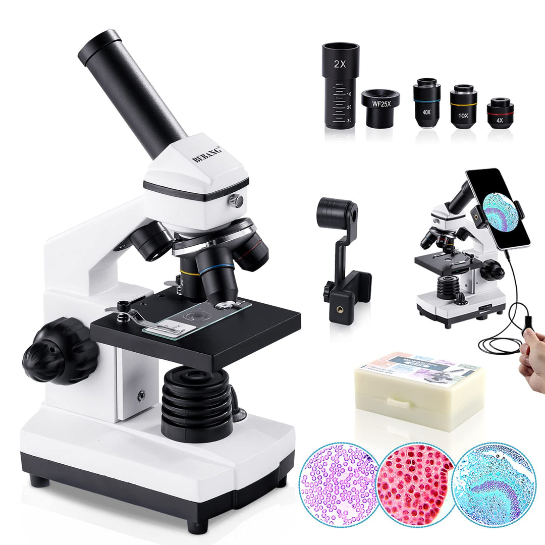 BEBANG 100X-2000X Mikroskop für Kinder Erwachsene, Professionelle Biologische Mikroskope für Student