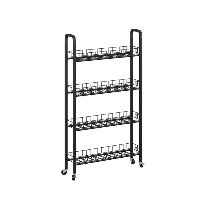 Vicco Rollregal Rolivo, Schwarz, 58 x 15 cm mit 4 Fächern, auf Rollen flexibel positionierbar für sc