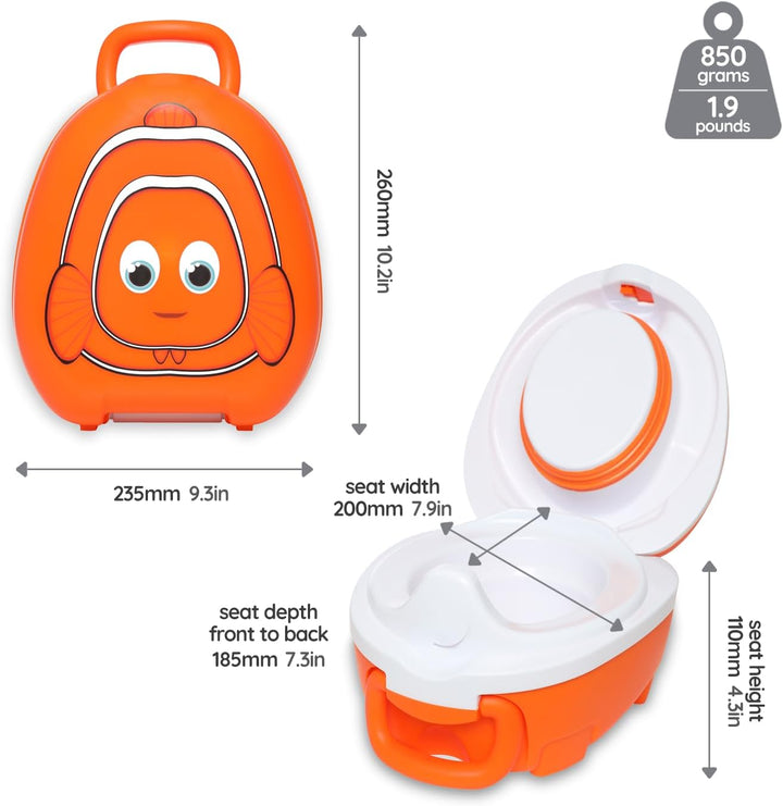 My Carry Potty - Clownfish Reise-Töpfchen, preisgekrönter tragbarer Kleinkind-Toilettensitz für Kind