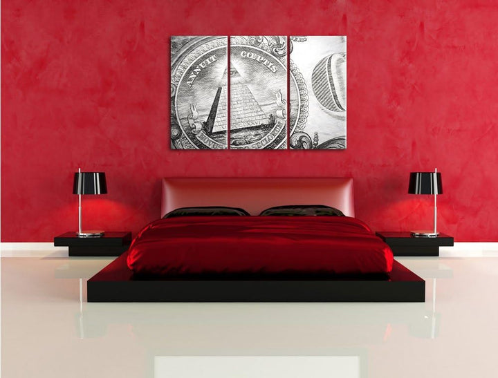 Pixxprint Illuminaten-Pyramide / 3-Teilig/Gesamtmass 120cm Leinwandbild bespannt auf Holzrahmen/Wand