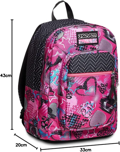 RUCKSACK NEW FIT SEVEN GLAMHEART GIRL Backpack für Schule, Uni & Freizeit, Geräumige Schultasche für