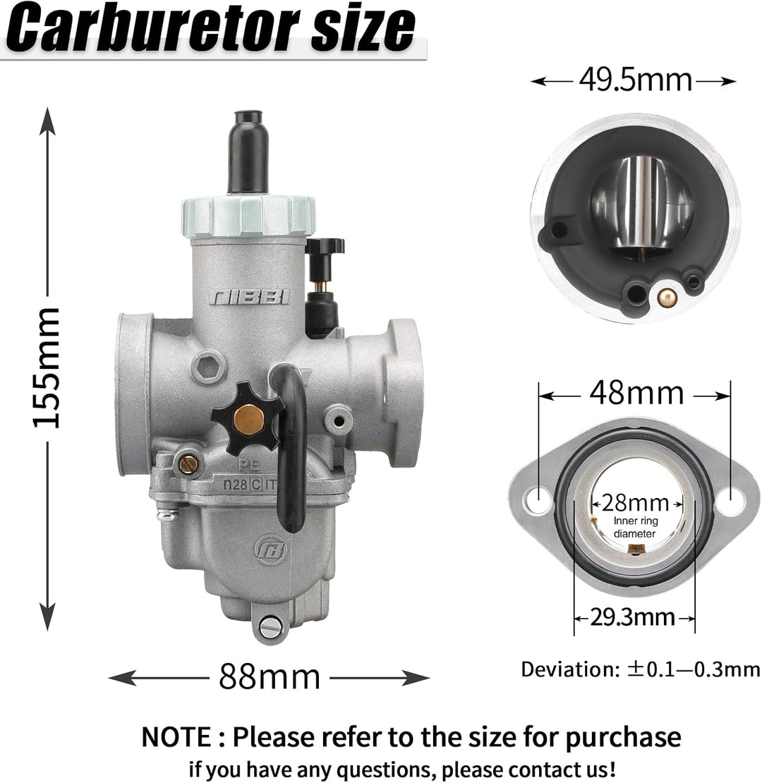 NIBBI PE28mm Vergaser für 200cc-250cc Flansch Motorrad Motor Vergaser mit Carb Jets PE-Flansch-28mm,