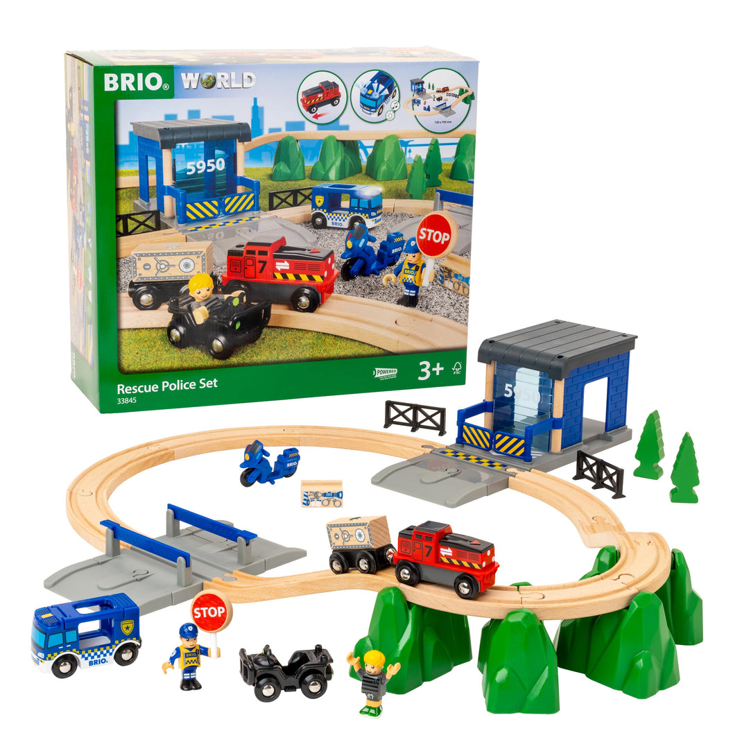 BRIO World – 33845 Grosses Polizeieinsatz-Set | Zugset mit Polizeithema für Kinder ab 3 Jahren