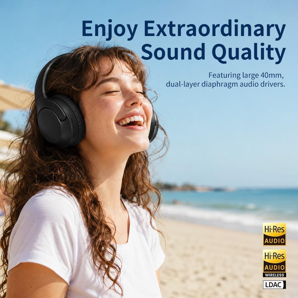 Kopfhörer Kabellos Bluetooth Over Ear, Active Noise Cancelling Kopfhörer, Bluetooth 5.4, Hi-Res Soun