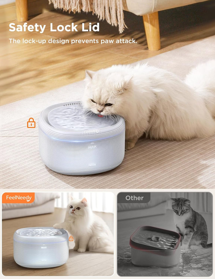 FEELNEEDY Katzenbrunnen für Katzen 3,2L Trinkbrunnen für Katze Super Leiser Zwei Wasserflussmuster,