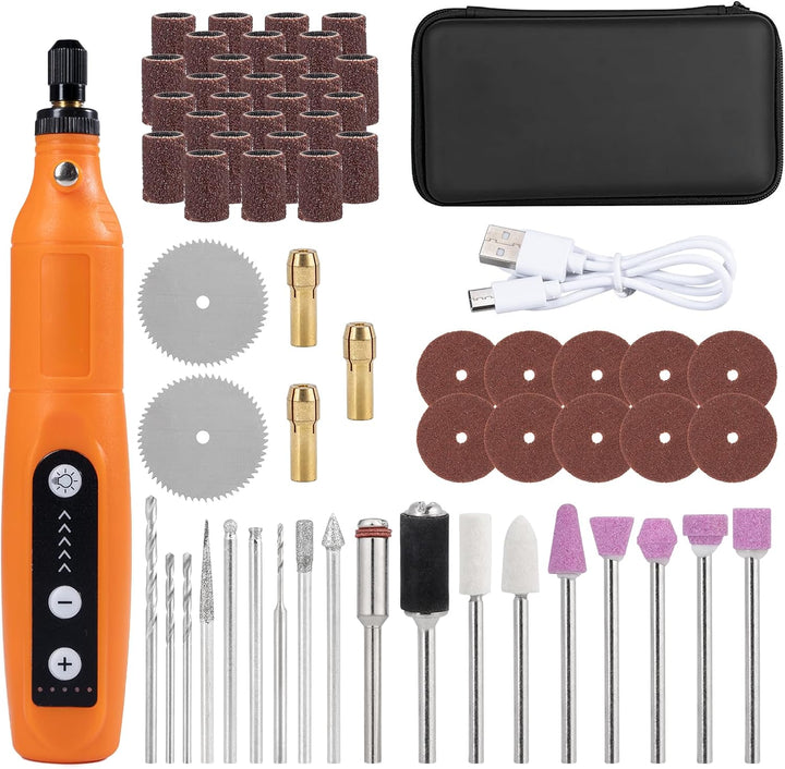 Carehabi Multifunktionswerkzeug Akku, mit LED-Licht, 3 Gang Graviergerät(5000-15000rmp),3.7v Mini Dr