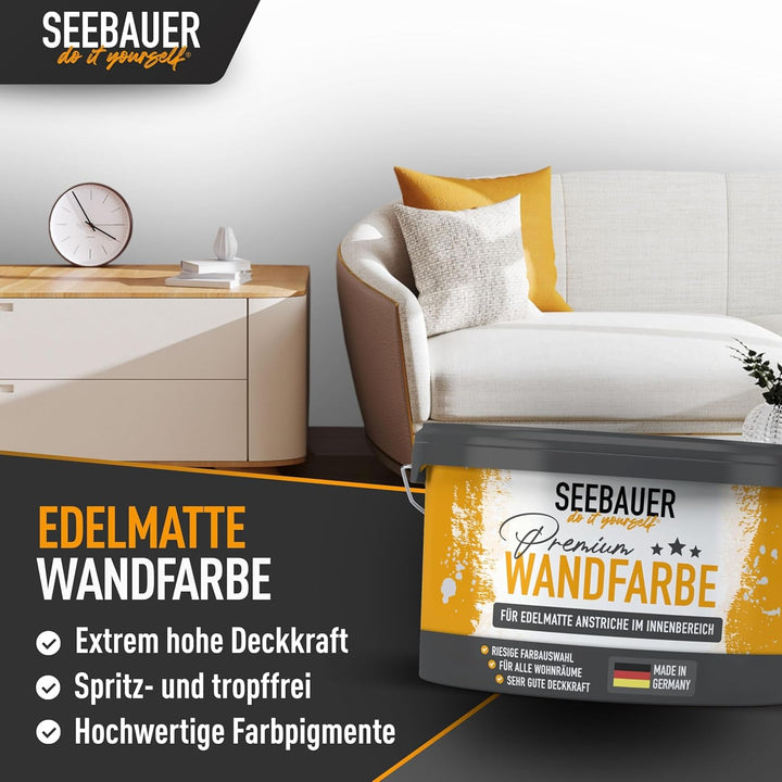 Wandfarbe Weiss 2,5L für Innen (No. 000 Weiss) Edelmatte weisse Innenfarbe - Verschiedene Farbtöne s