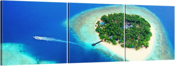 ge Bildet Bild auf Leinwand | Landschaftsbilder - tropische Insel im Ozean - Malediven R in 120x40 c
