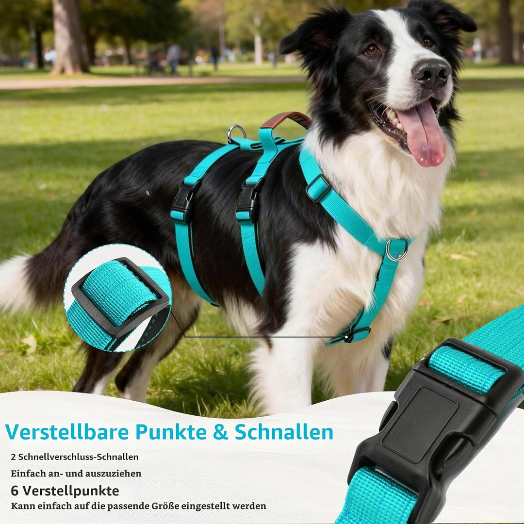 Hundegeschirr Ausbruchsicher, Anti Zug Sicherheitsgeschirr Hund, Verstellbare Brustgeschirr mit Gepo