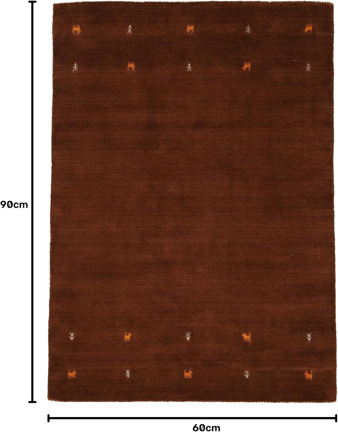 carpetfine Wollteppich Gabbeh Uni Braun 60x90 cm | Moderner Teppich für Wohn- und Schlafzimmer 60x90