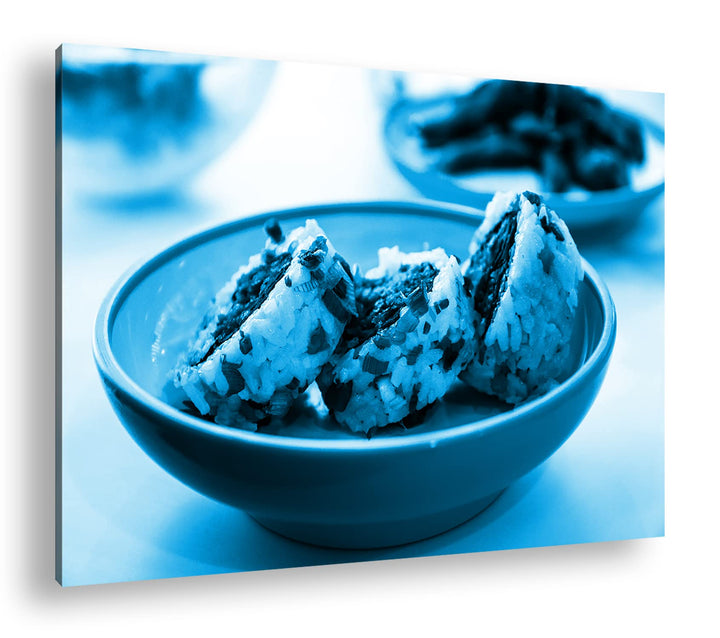 deyoli köstliches Japanisches Sushi Format 80x60 Effekt: Monocrome Blau als Leinwandbild, Motiv fert