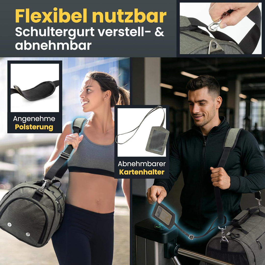 Heldenwerk® Sporttasche & Reisetasche für Damen und Herren klein I Trainingstasche mit Schuhfach und