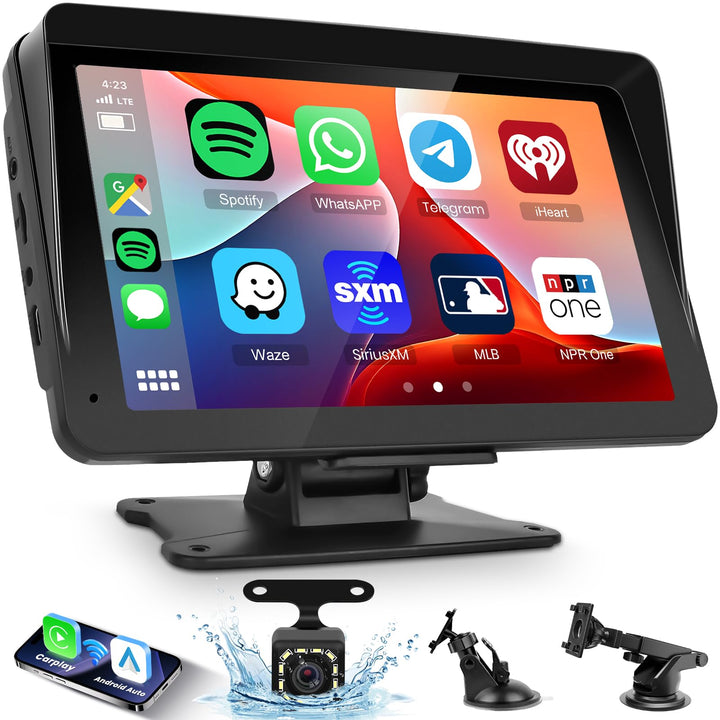 Carplay Bildschirm für Auto, 7 Zoll IPS Touchscreen Auto Display mit Wireless Carplay Android Auto,