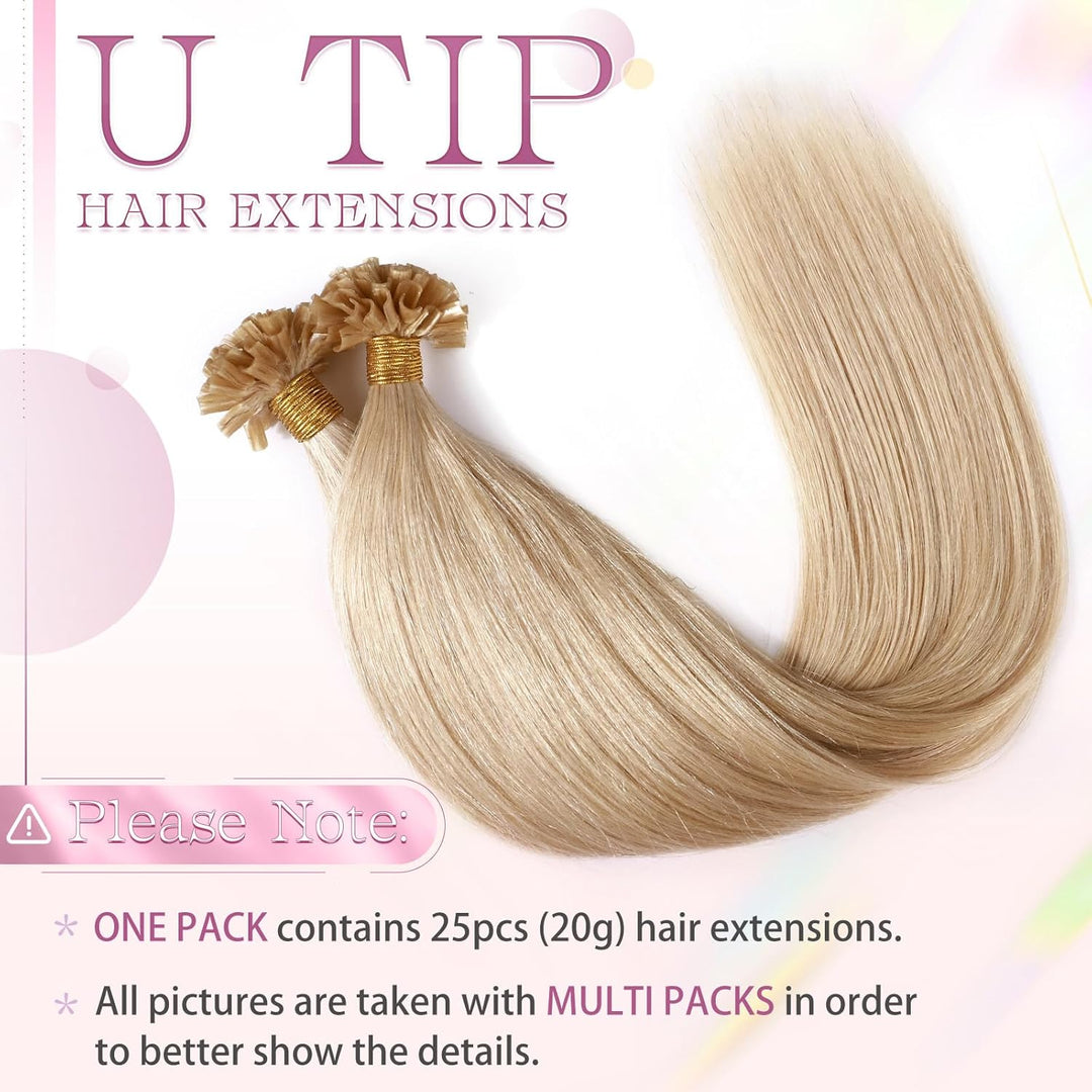 Elailite Extensions Echthaar Bondings Haarverlängerung Blond U-tip Keratin Haar Extension Glatt 25 S
