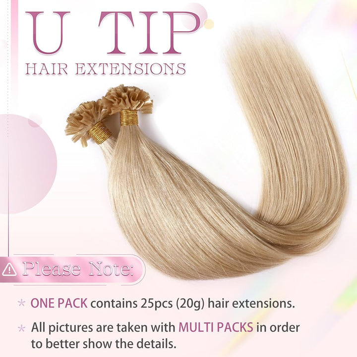 Elailite Extensions Echthaar Bondings Haarverlängerung Blond U-tip Keratin Haar Extension Glatt 25 S
