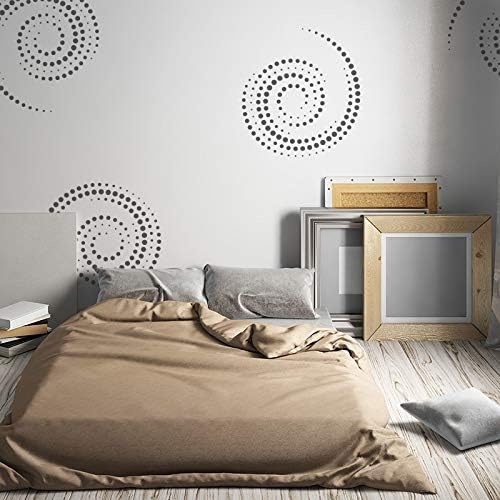 Wiederverwendbare Wandschablone aus Kunststoff // Geometrisch - Punkte - Spirale - Dots // Muster Sc