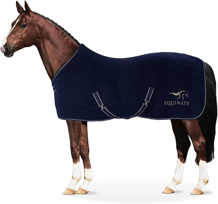 Equinate Abschwitzdecke Nevada aus Fleece mit Widerristpolster und Kreuzbegurtung 165cm Navy Navy 16