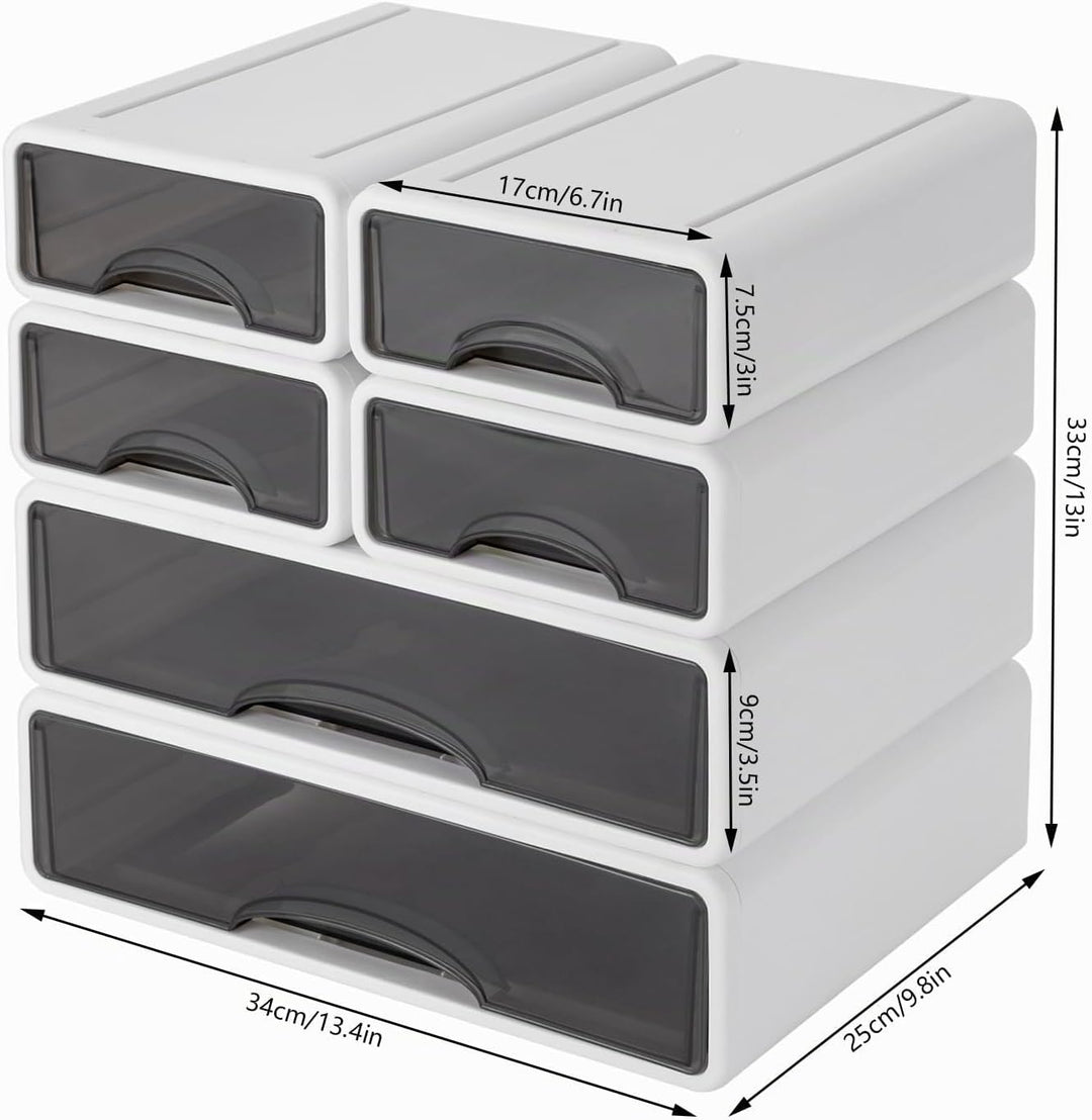 Schreibtisch-Organizer, Schreibtisch-Kleinteile-Aufbewahrung, 2 grosse + 4 kleine stapelbar Desktop