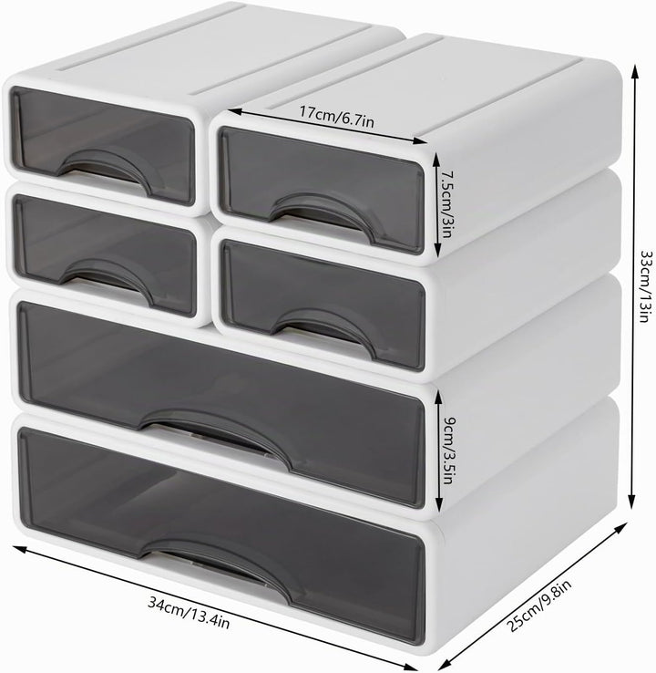Schreibtisch-Organizer, Schreibtisch-Kleinteile-Aufbewahrung, 2 grosse + 4 kleine stapelbar Desktop