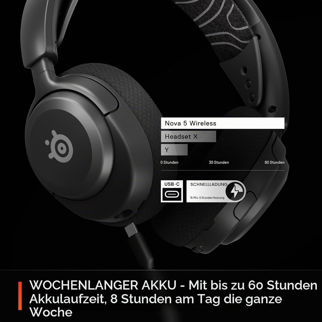 SteelSeries Arctis Nova 5 Wireless Multi-System Gaming Headset — Neodym-Magnettreiber — 100+ Audio-V