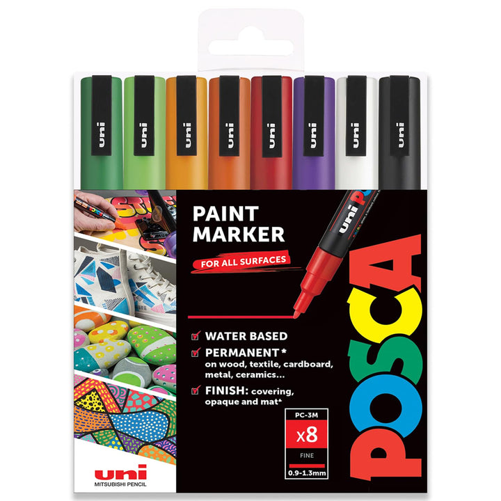 POSCA – PC-3M – Farbmarker-Kunststifte – 0,9–1,3 mm – 8er-Set in Geschenkbox (Halloween Tones), Hall
