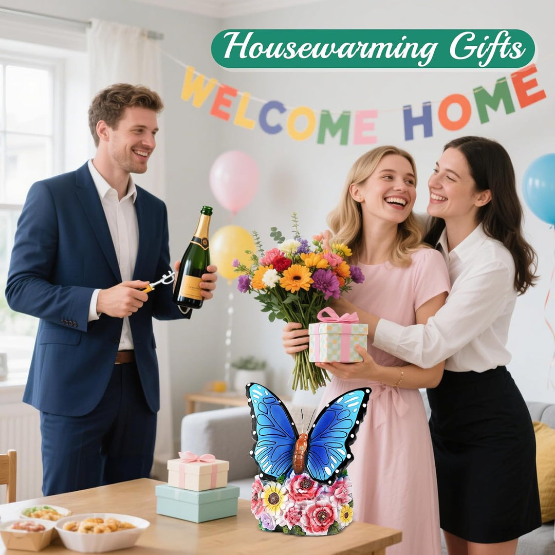 Linkax Geschenke für Frauen Mama Oma, Solar Gartenfiguren Schmetterling Gartendeko für Draussen, mit