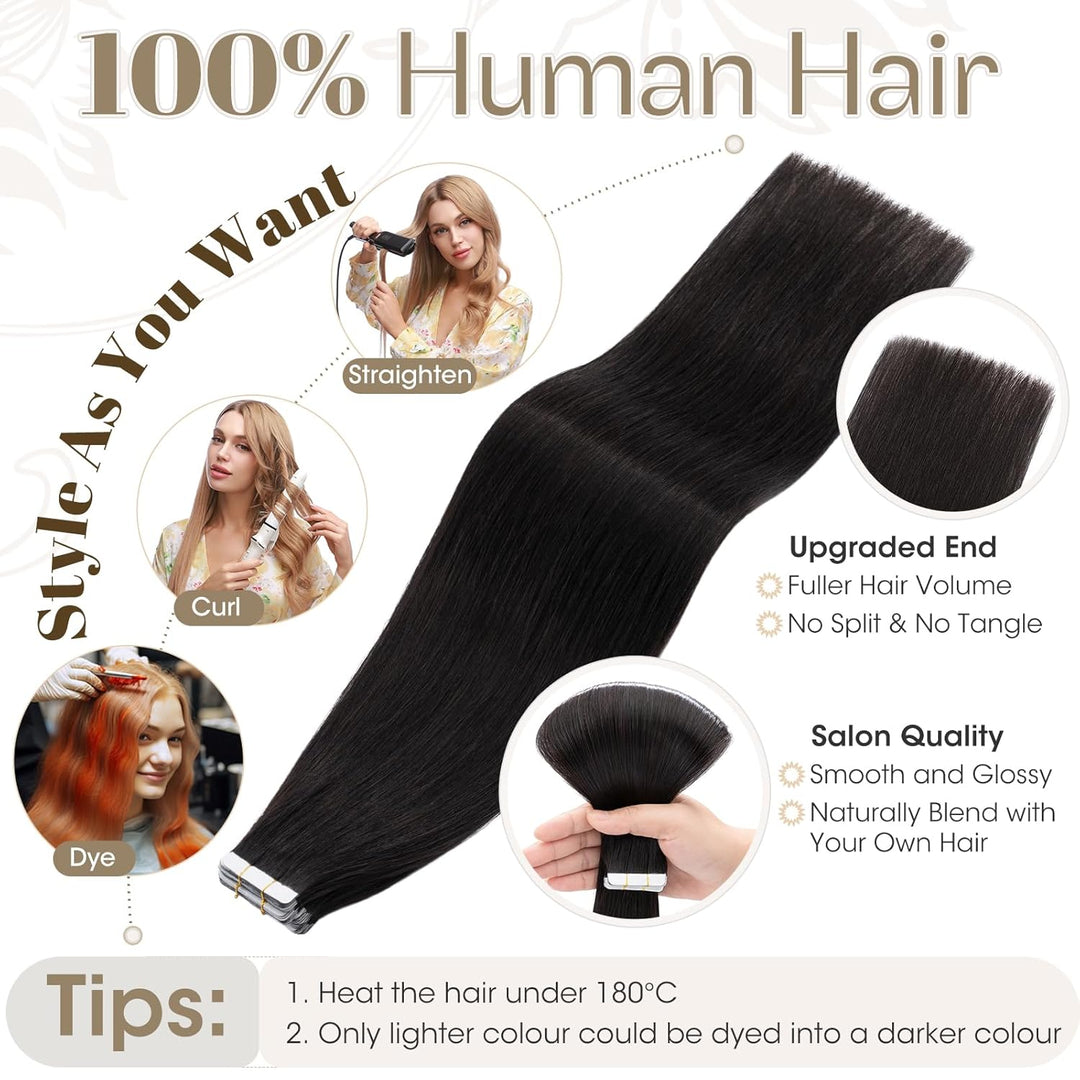 Elailite Tape Extensions Haarverlängerung - Invisible Tape Extensions Echthaar - Remy Real Human Hai