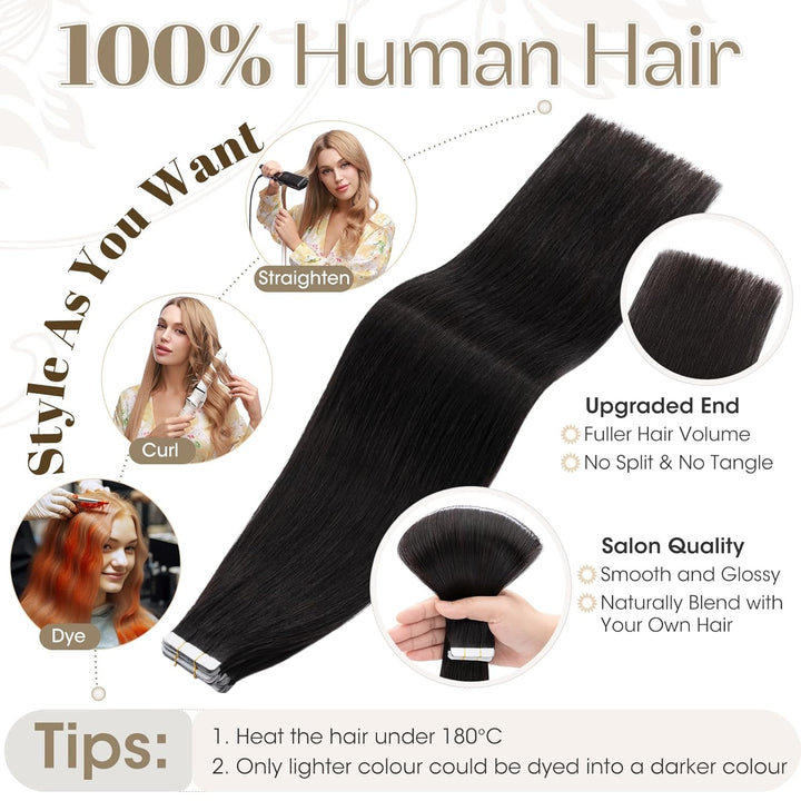 Elailite Tape Extensions Haarverlängerung - Invisible Tape Extensions Echthaar - Remy Real Human Hai