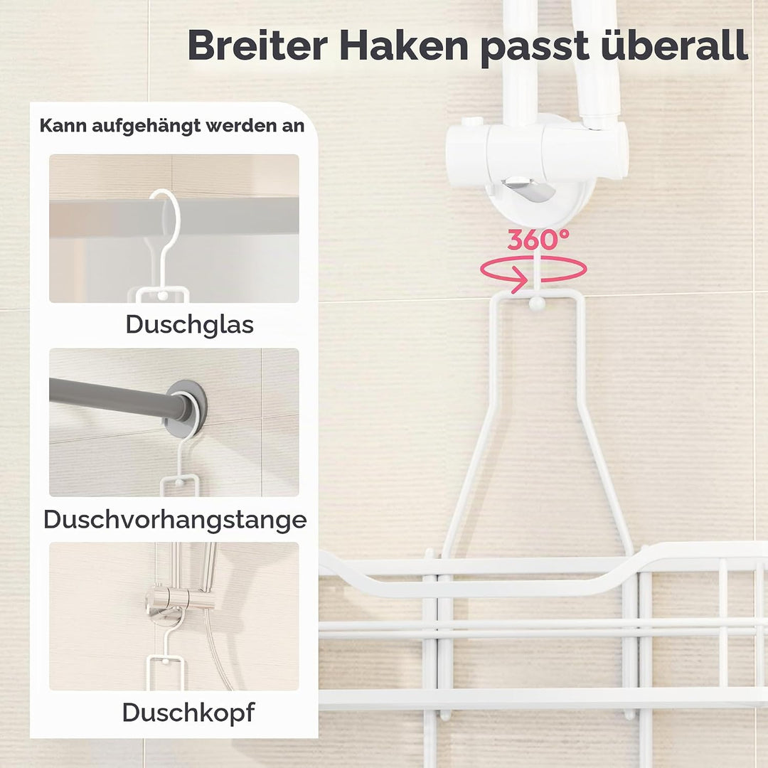 SWTYMIKI Duschablage zum Hängen - Duschregal zum Hängen 360° Verstellbarer Haken für das Badezimmer