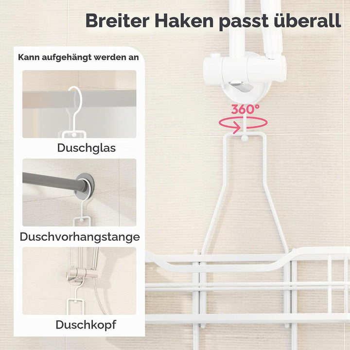 SWTYMIKI Duschablage zum Hängen - Duschregal zum Hängen 360° Verstellbarer Haken für das Badezimmer