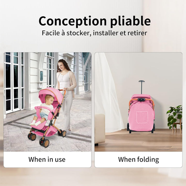Kinderwagen, faltbar, multifunktional, verstellbare Rückenlehne, 175 °, kann sitzen oder liegen, ver
