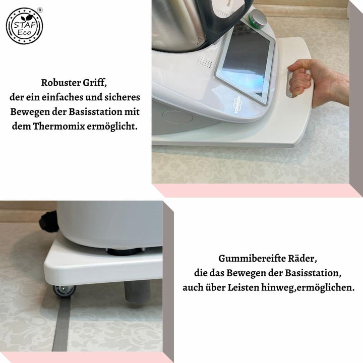 Gleitbrett für den Thermomix TM5 TM6 Rollbrett Slider müheloses Verschieben & sicherer Stand (Weiss