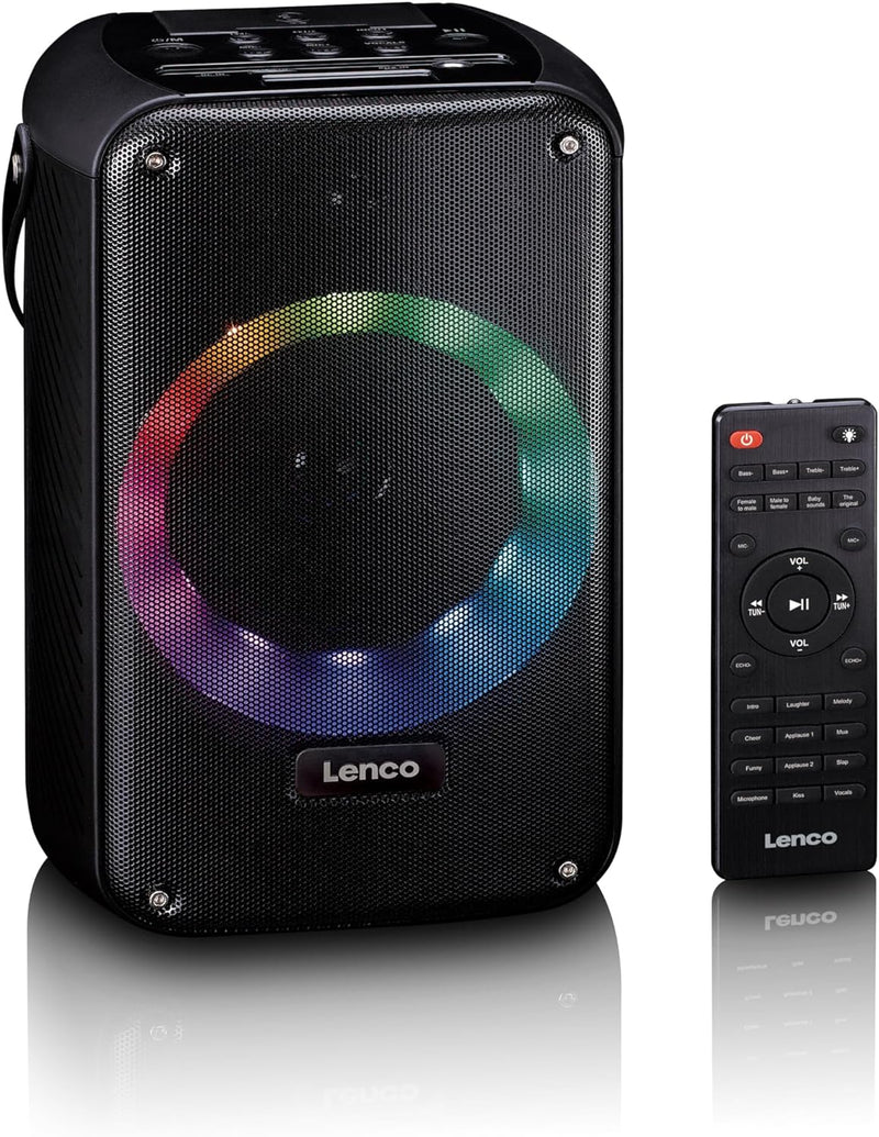 Lenco BTC-060BK - Karaoke-Set mit Bluetooth®, wiederaufladbarem Akku, drahtlosem Karaoke-Mikrofon un