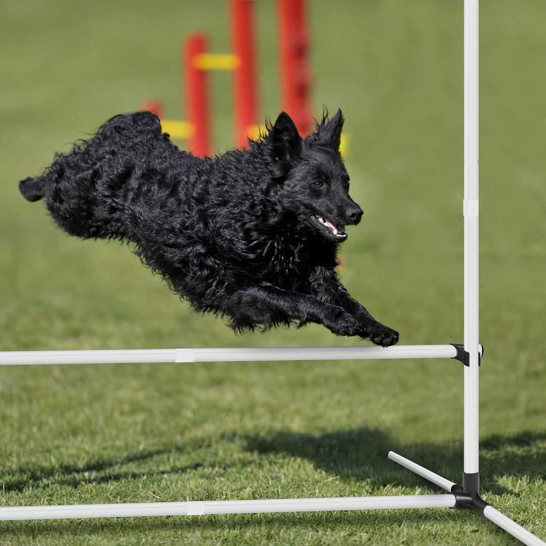 4X Agility Set Hunde Slalomstangen Hund Training Set Höhenverstellbar Kunststoff Hürdenset Hobby Hor