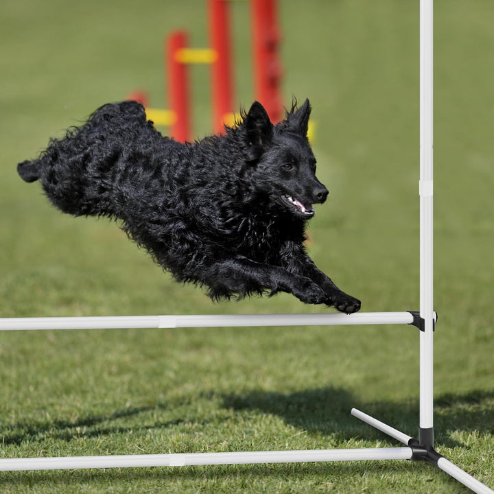4X Agility Set Hunde Slalomstangen Hund Training Set Höhenverstellbar Kunststoff Hürdenset Hobby Hor