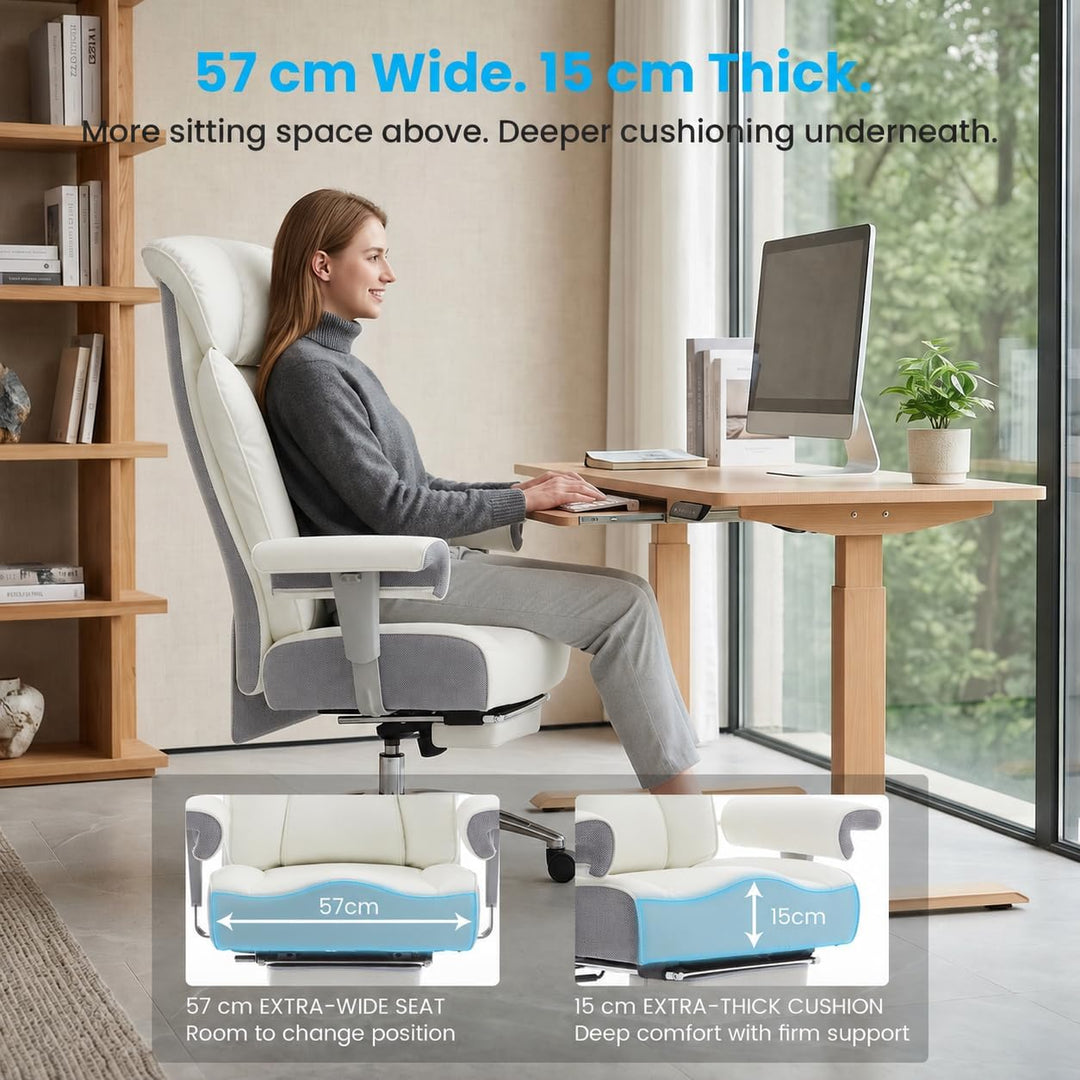 Efomao Bürostuhl, Executivesessel PU-Leder mit Integrierter Lendenwirbelstütze, Ergonomischer Chefse