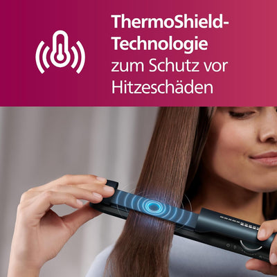 Philips Haarglätter Der 7000er Serie Mit ThermoShield Technologie, [Modell BHS732/00] Blau BHS732/00