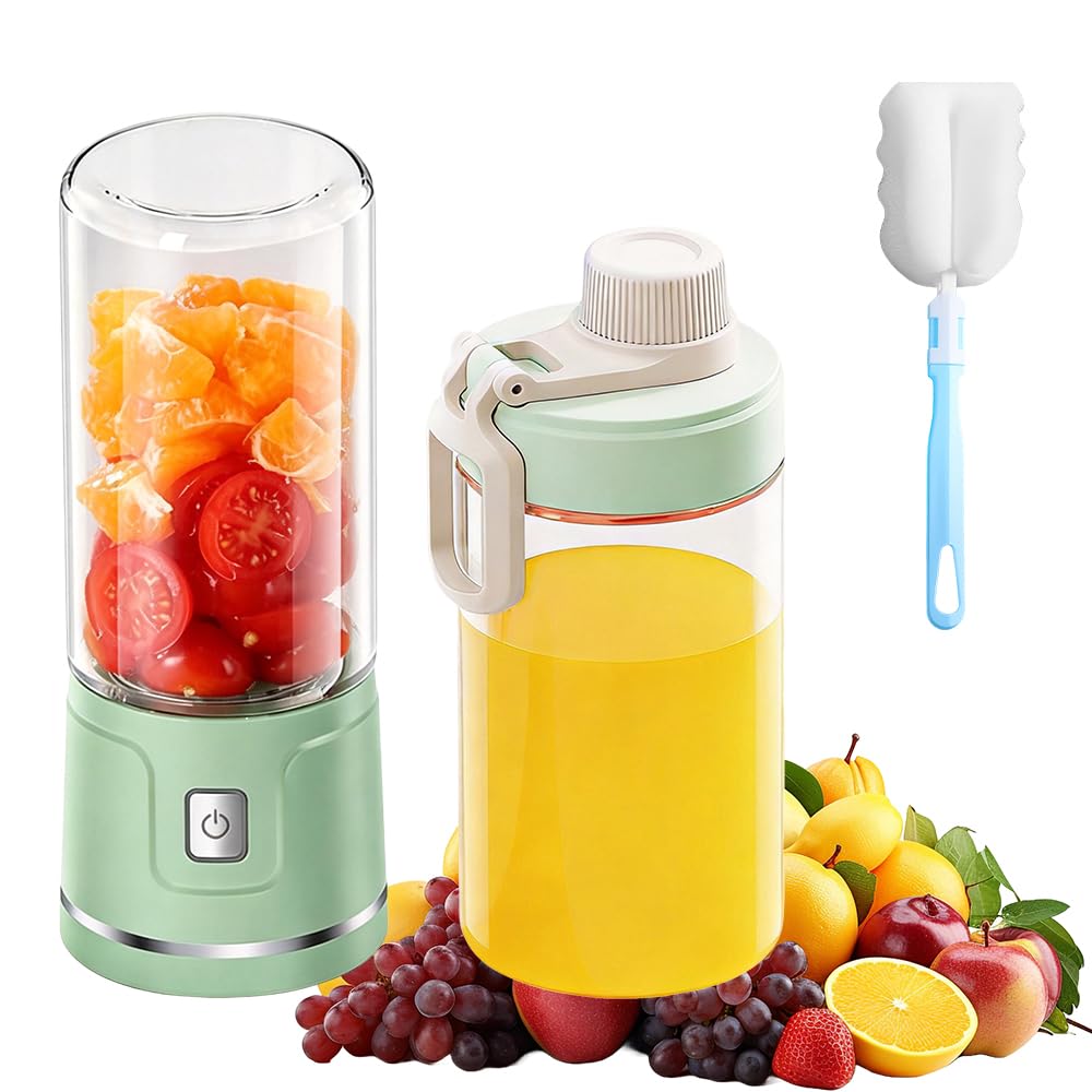 Fresh Juice Mixer Flasche, TGKYK 450ml Tragbarer Mixer Smoothie Maker mit Bürsten, 38 Klingen, USB-L