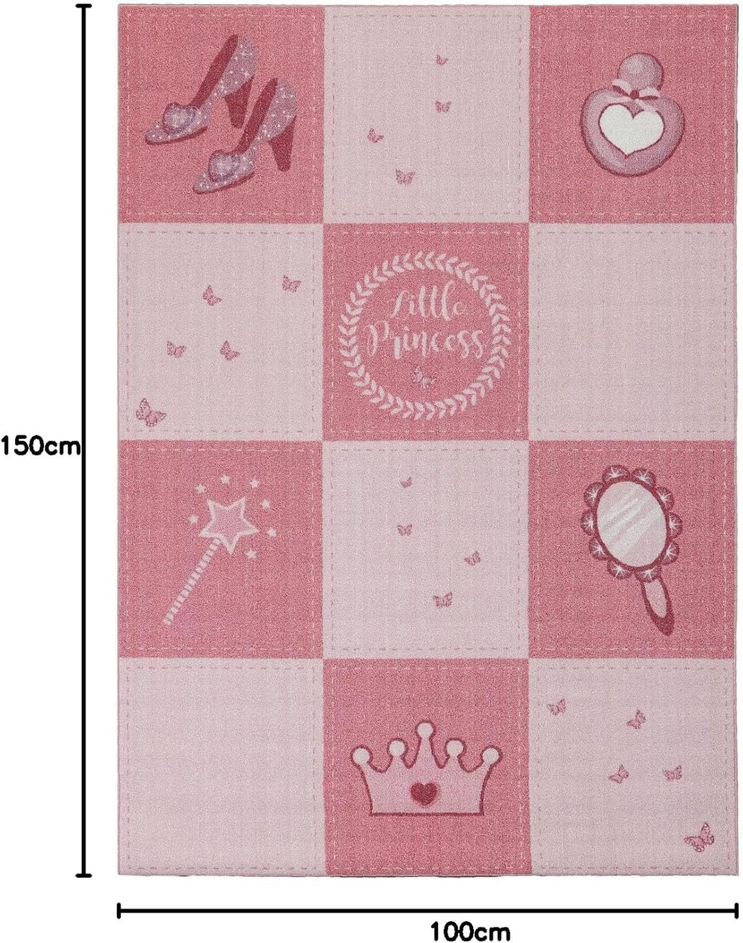 SIMPEX KinderTeppich, Prinzessin-Design, Rosa, 100 x 150 cm, Teppich für Kinder, Kinderzimmer 100 x