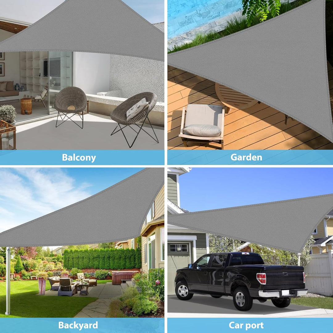 Sonnensegel Dreieckig, 3x3x3m, Sonnenschutz Wasserdicht Windschutz UV Schutz 99% Sunsegel mit Ösen S