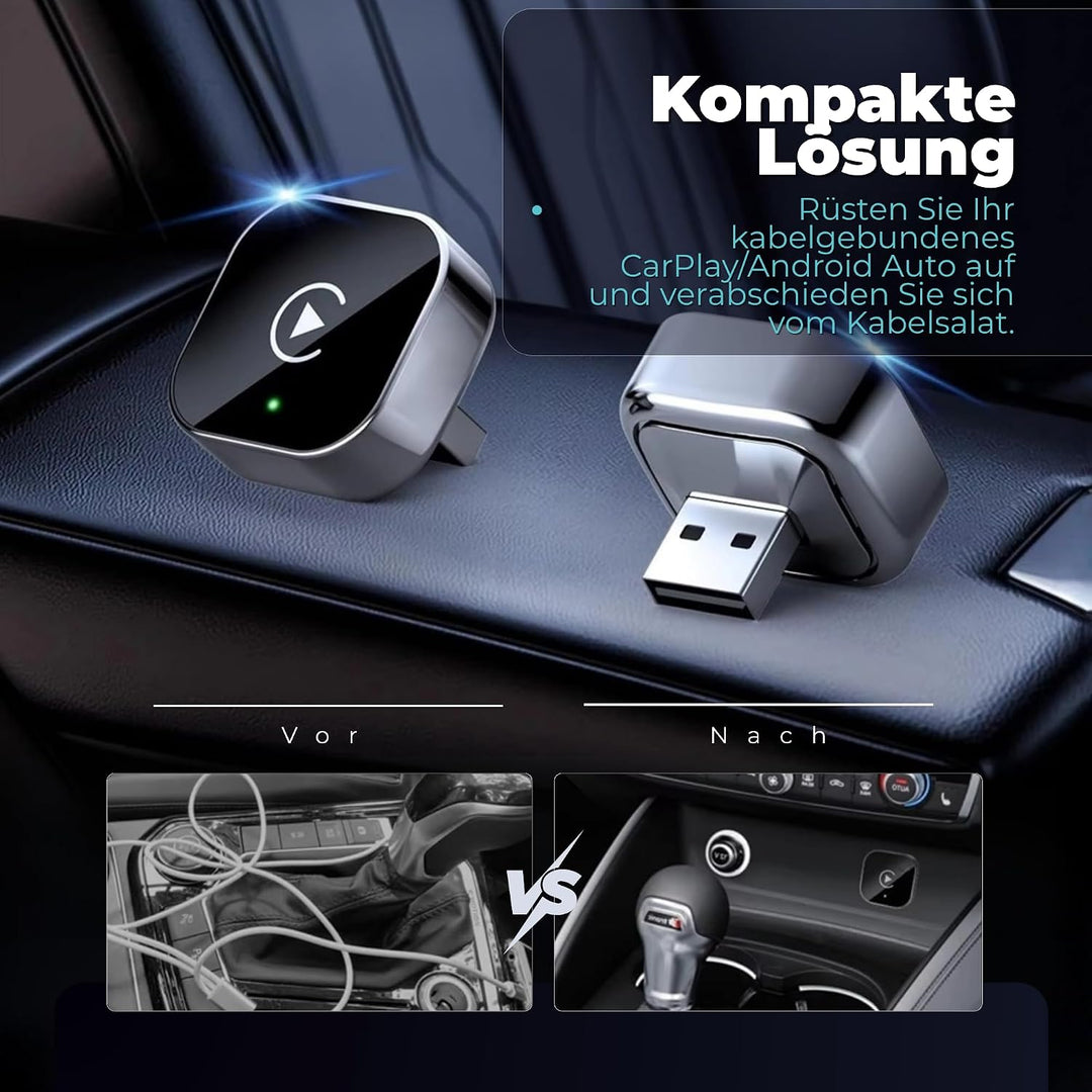 Carplay Wireless Adapter 2-in-1 Mini 2026, Android Auto Wireless Adapter, Plug & Play, schnelle Wied