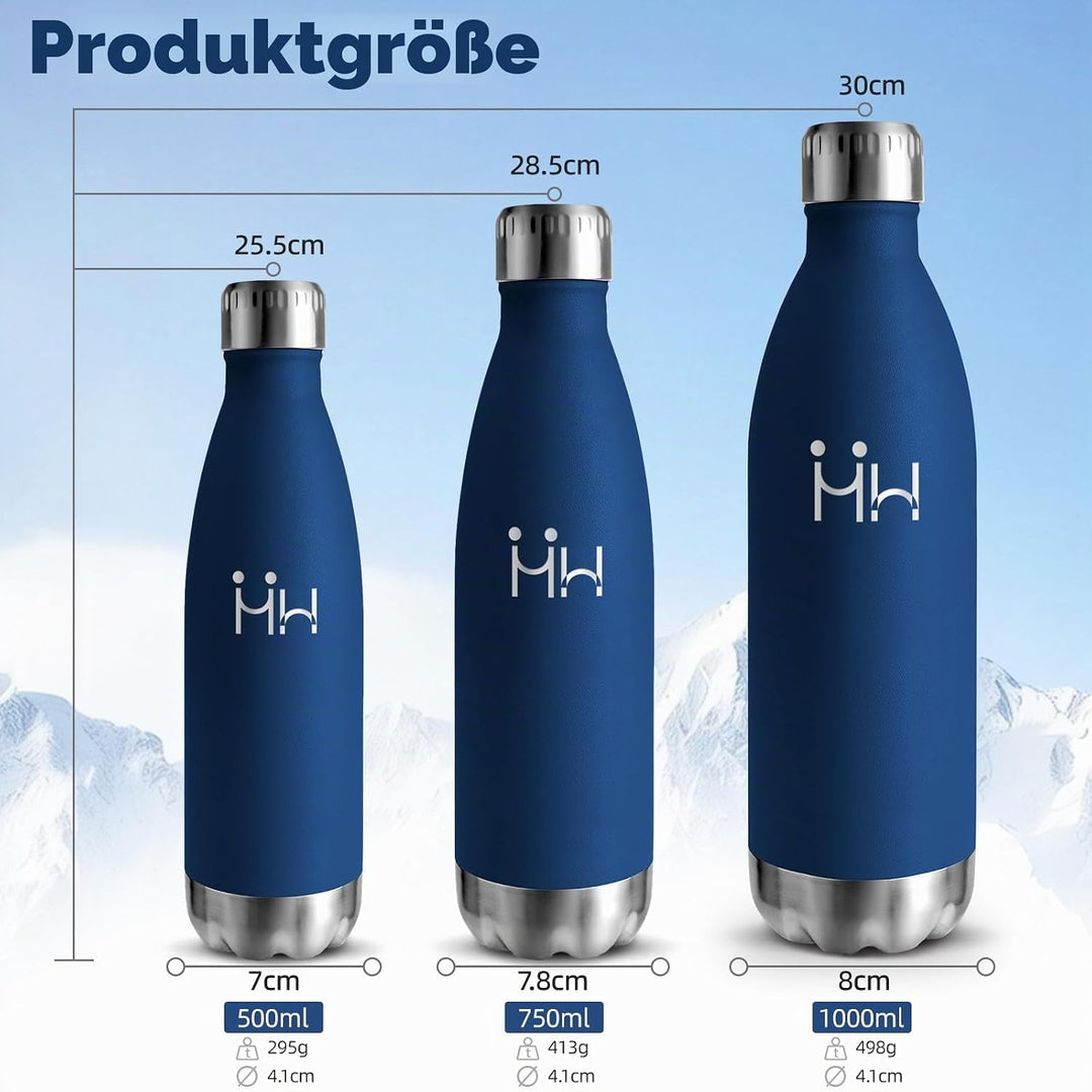 HoneyHolly Trinkflasche Edelstahl - 750ml - Thermosflasche, BPA-Frei, Trinkflaschen Sport - Auslaufs