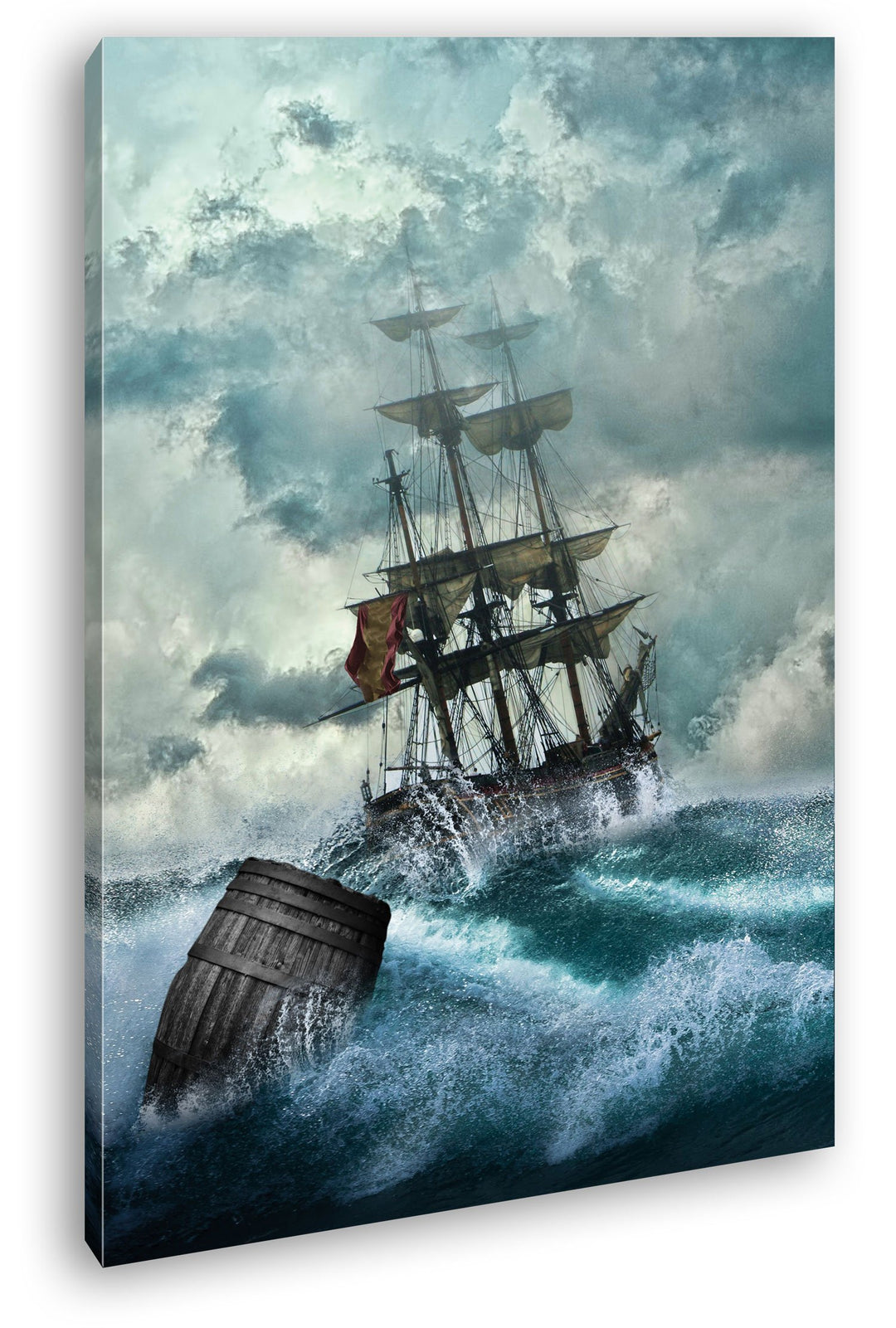 deyoli Schiff bei stürmischen Wetter in Seenot Format: 60x40 als Leinwandbild, Motiv fertig gerahmt