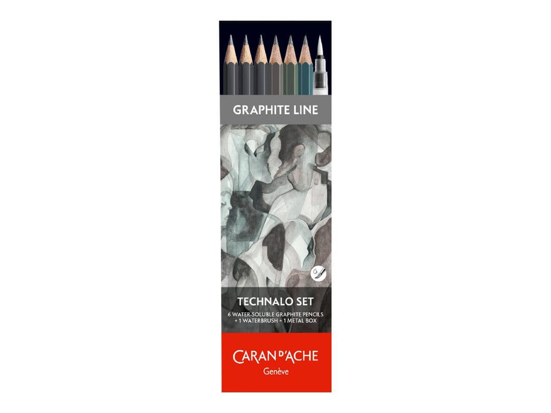 Caran d'Ache Graphitstifte Set mit Wasserpinsel - Wasservermalbar - Ideal für Vorbereitungsarbeiten,