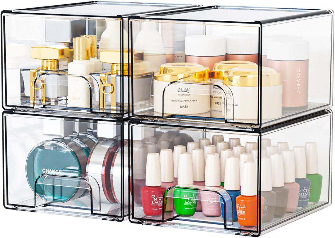 2 Stück Schubladen Organizer,Stapelbare Aufbewahrungsschubladen,Transparent Badezimmer Organizer,Acr
