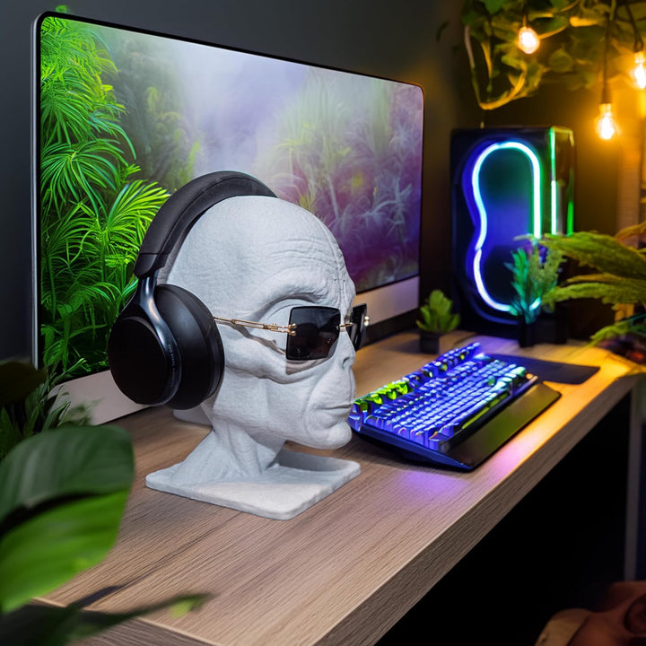 Generisch Alienkopf Kopfhörer Ständer, Kopfhörer Halter, Gaming Zubehör, Tisch Dekoration, Brillen-H