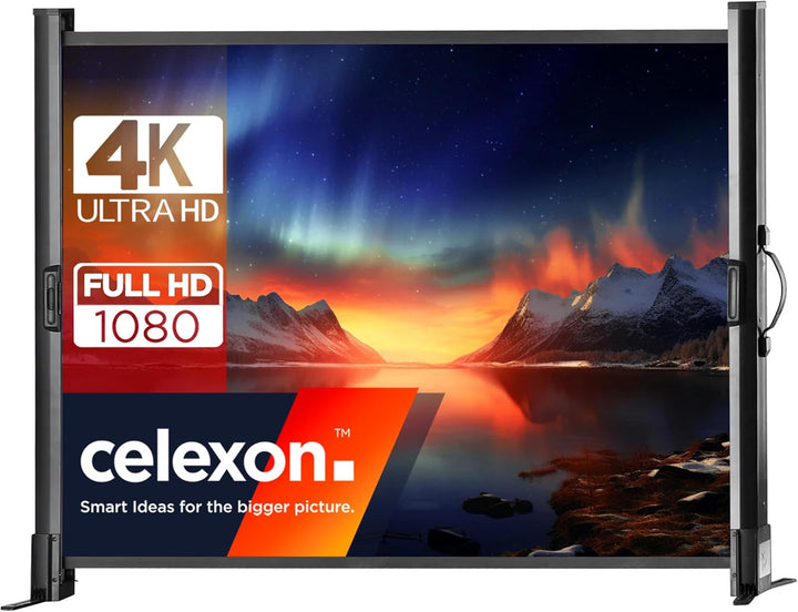 celexon Mobil Professional Tisch-Leinwand 40" | 81x61 cm 4:3 | kleine Full-HD, 4K Leinwand mit Trans